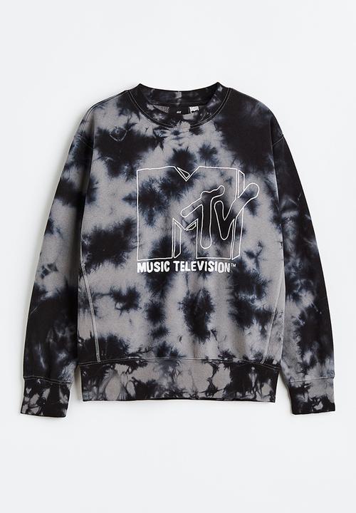 H&M - Oversized fit printed sweatshirt - dark grey/mtv