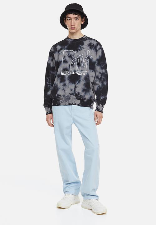 H&M - Oversized fit printed sweatshirt - dark grey/mtv