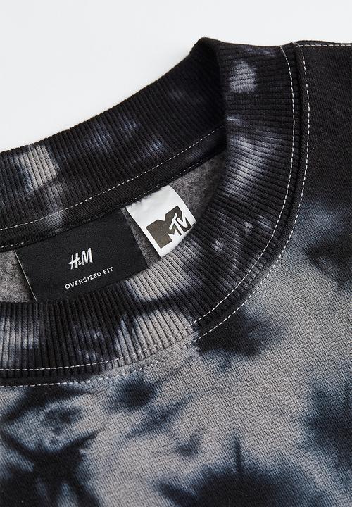 H&M - Oversized fit printed sweatshirt - dark grey/mtv
