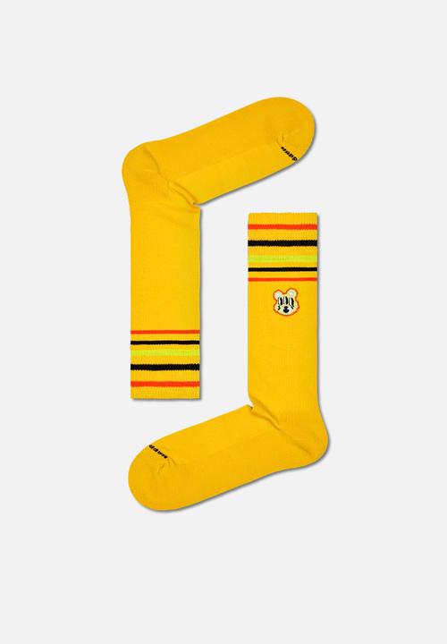 Happy Socks - Bear with me crew sock - dark yellow