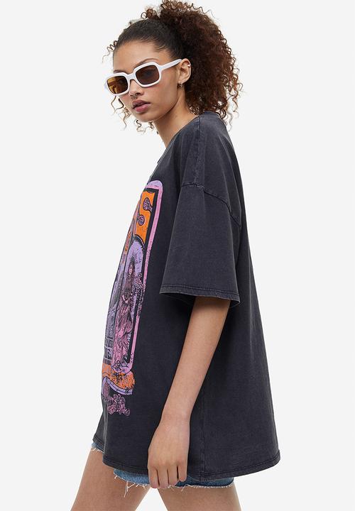 H&M - Oversized printed T-shirt - black