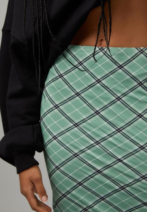 Factorie - Midi jelly skirt - lilli check/washed green
