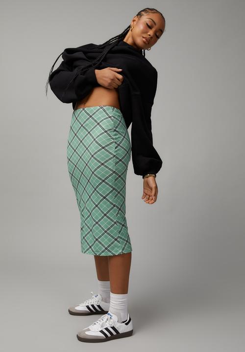 Factorie - Midi jelly skirt - lilli check/washed green