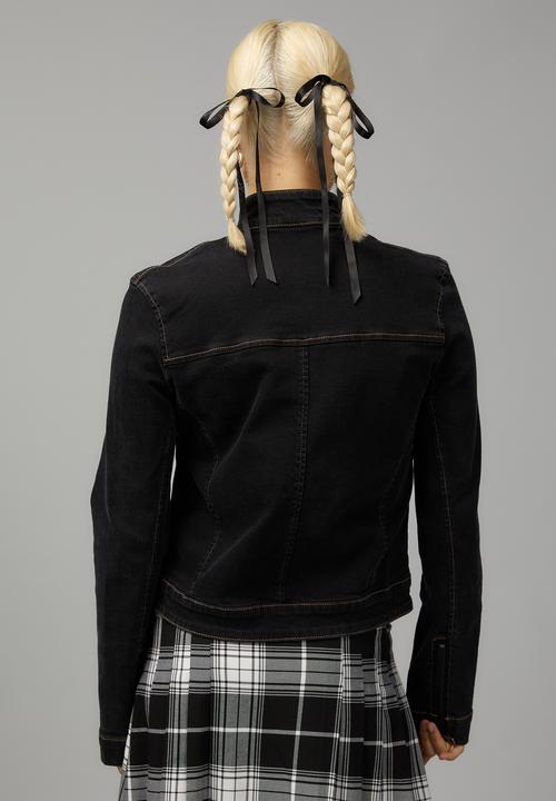 Factorie - Denim moto jacket - charcoal black