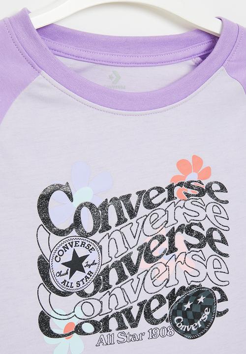 Converse - Short sleeve floral graphic boxy tee - vapor violet
