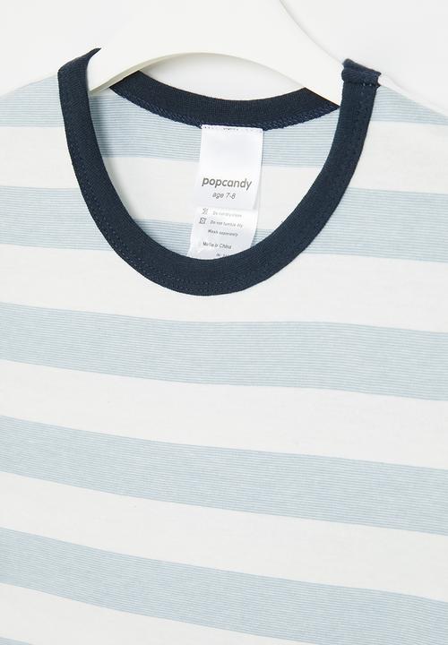 Pop Candy - Stripe tee - blue & white