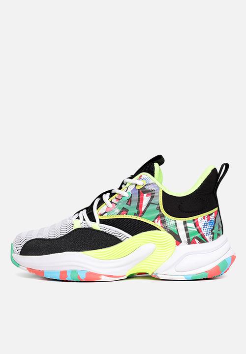 Anta - Basketball shoes - white/black/fluorescent green 