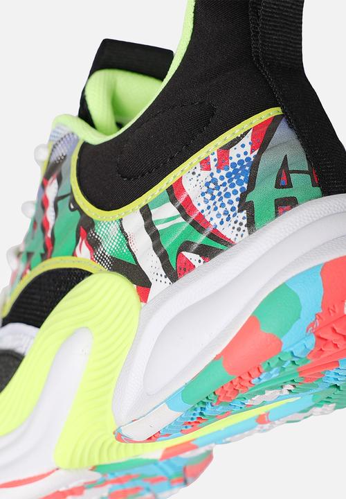 Anta - Basketball shoes - white/black/fluorescent green 
