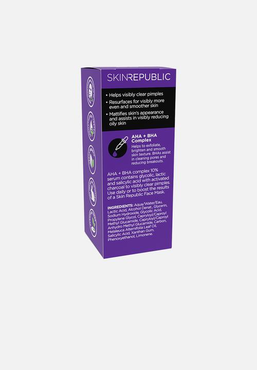 Skin Republic - AHA + BHA Charcoal 10% Complex Serum
