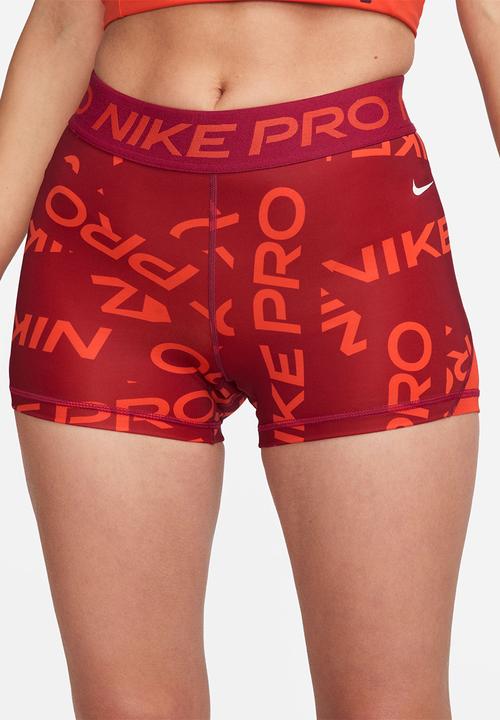 Nike - W np df mr 3in short aop - noble red/noble red/picante red/white