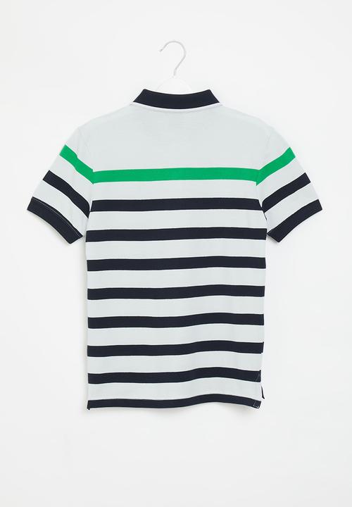 POLO - Boys striped short sleeve golfer - grey