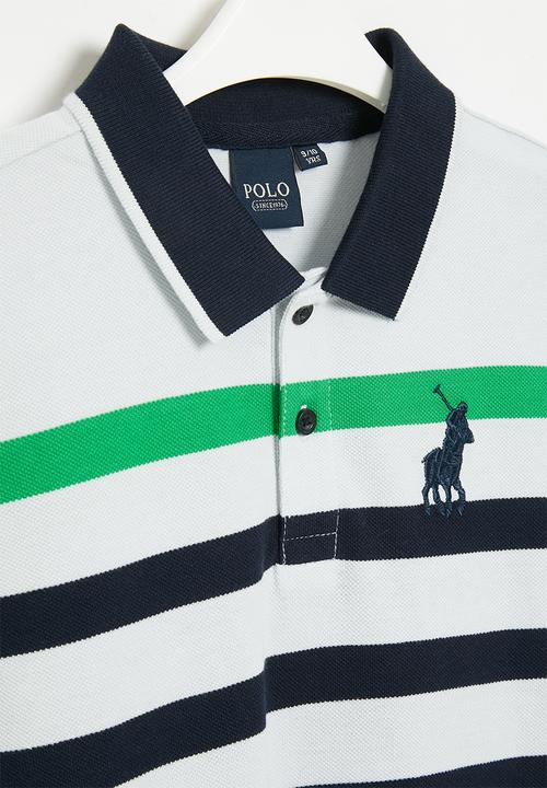 POLO - Boys striped short sleeve golfer - grey