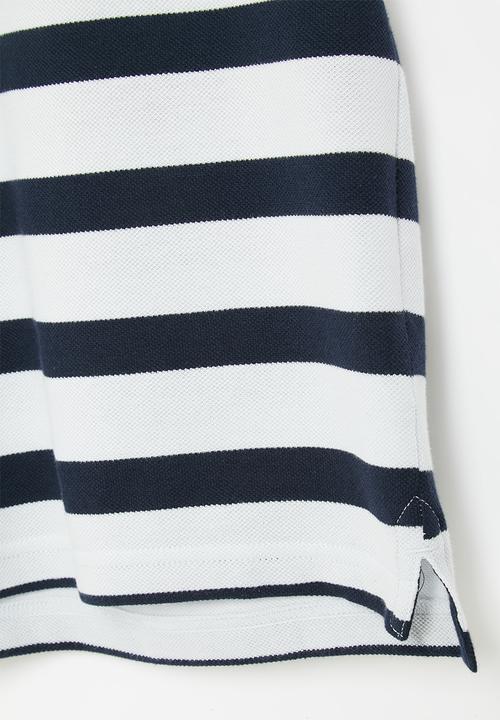 POLO - Boys striped short sleeve golfer - grey