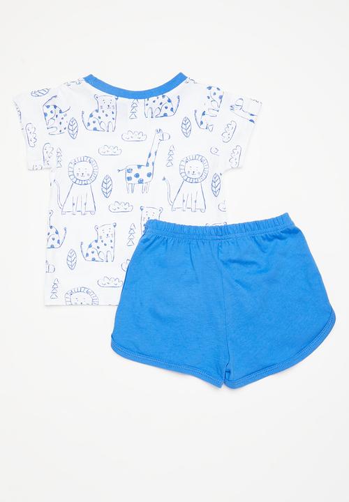 Pop Candy - Tee & short set - blue & white