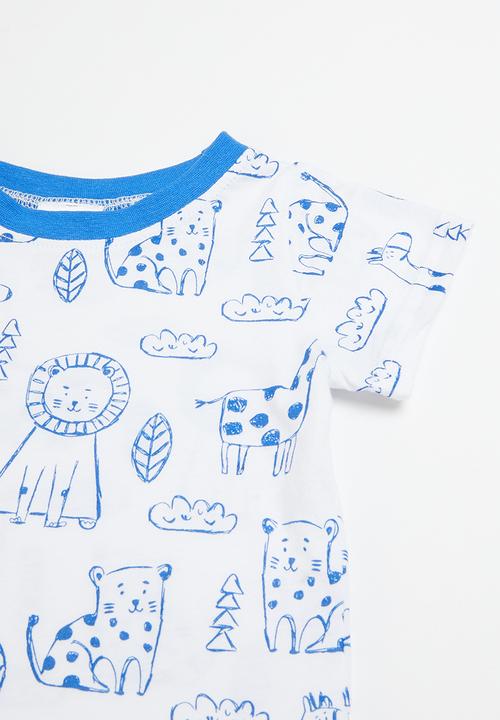 Pop Candy - Tee & short set - blue & white