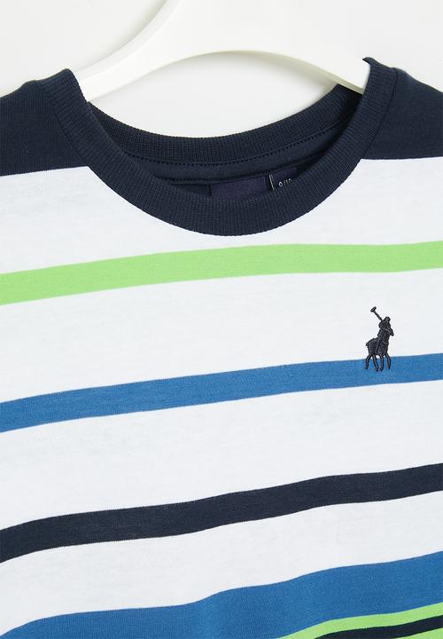 POLO - Boys striped short sleeve tee - green