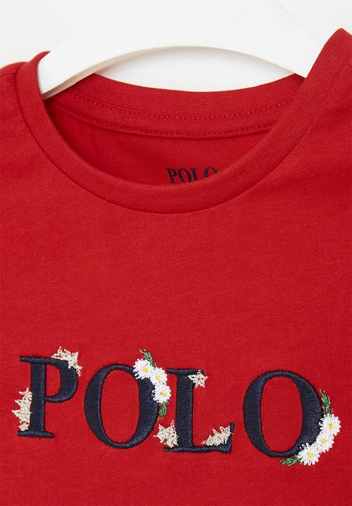 POLO - Girls embroidered short sleeve - red