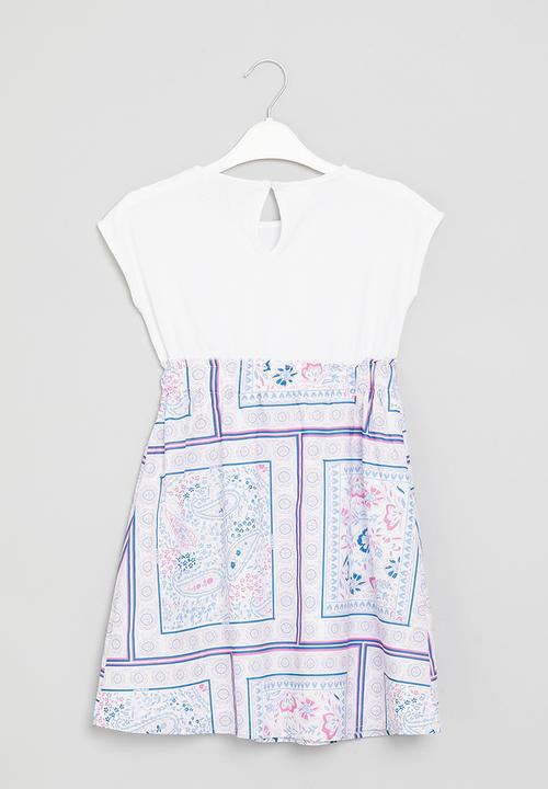 GUESS - Mixed fabric short sleeve dress - multi