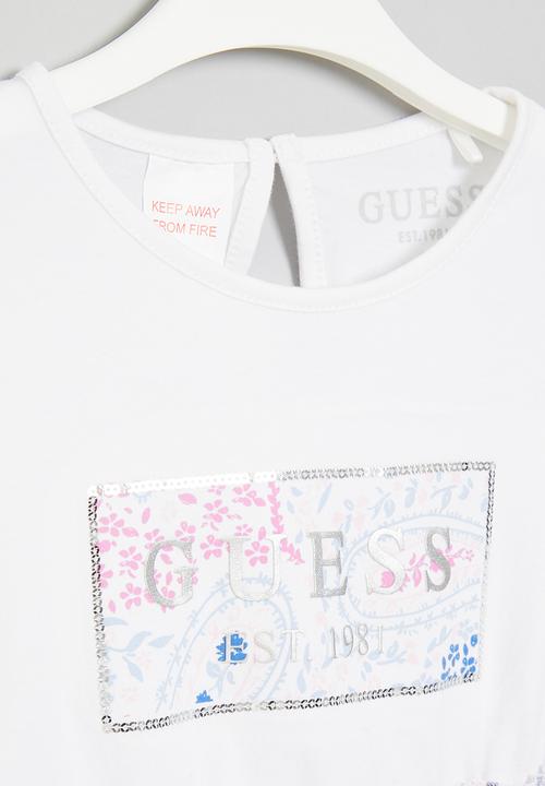 GUESS - Mixed fabric short sleeve dress - multi