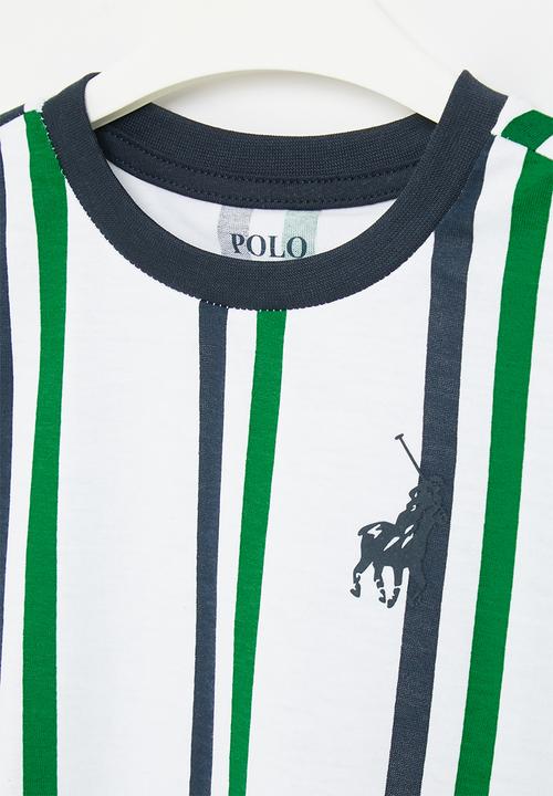 POLO - Boys vertical stripe - white
