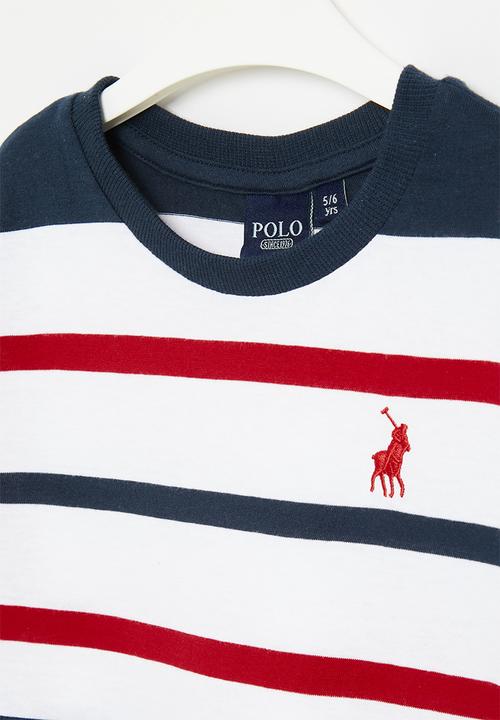 POLO - Boys striped short sleeve tee - red