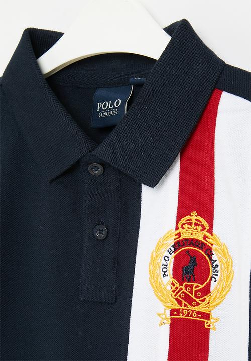 POLO - Boys equestrian short sleeve g - navy/red