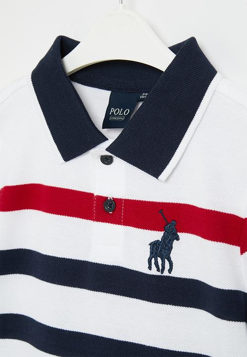 POLO - Boys striped short sleeve golfer - white