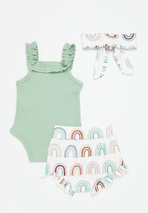 Pop Candy - Bodyvest, short & headband set - sage