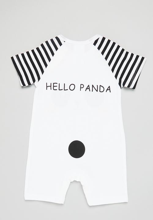 Pop Candy - Panda romper - black and white