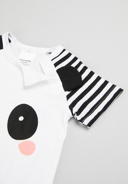 Pop Candy - Panda romper - black and white