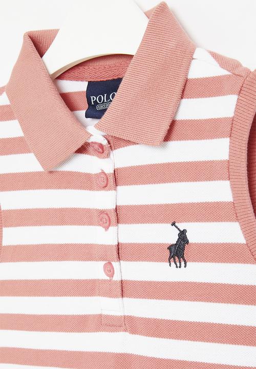 POLO - Girls striped golfer - pink