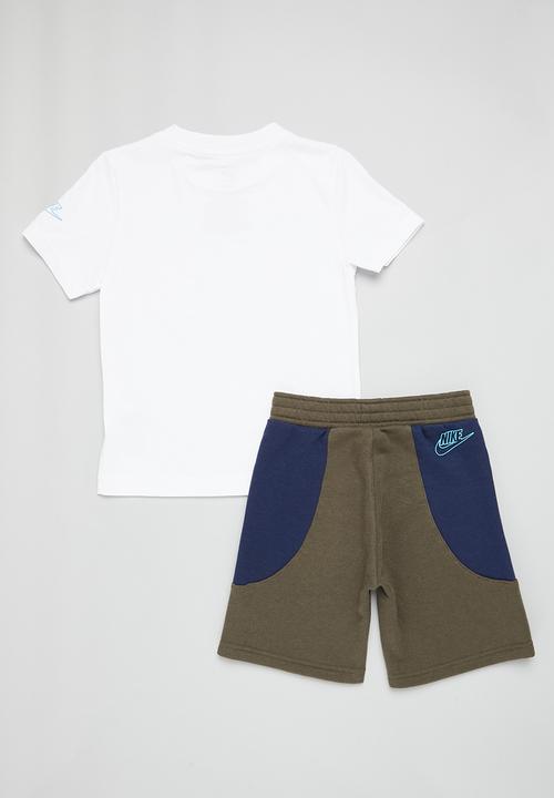 Nike - Nkb b nsw amplify short set - white & khaki