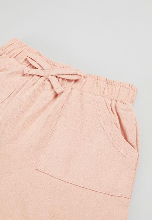 Pop Candy - Girls frill tee and short set - dusty pink and white