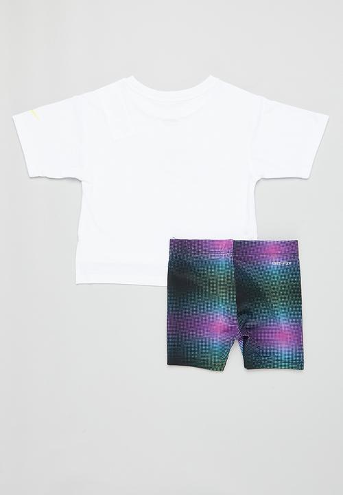 Nike - Nkg aop bike short set - white & black