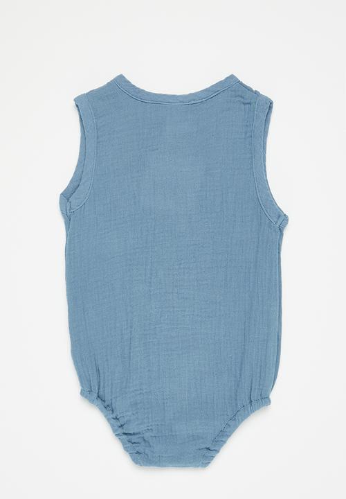 Pop Candy - Baby boys sleeveless romper - royal blue