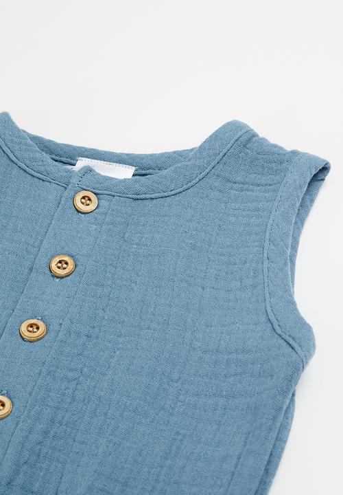 Pop Candy - Baby boys sleeveless romper - royal blue