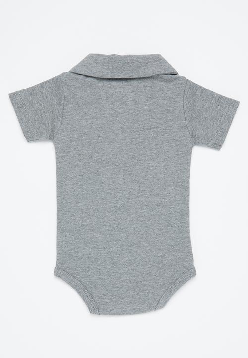 Pop Candy - Baby boys collared romper - grey