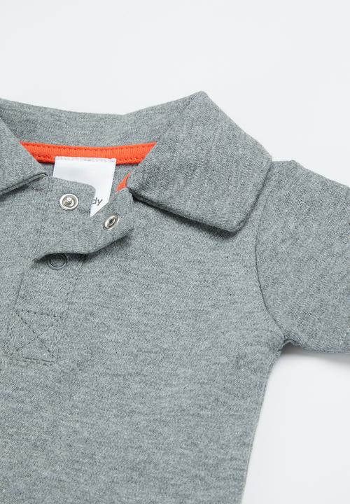 Pop Candy - Baby boys collared romper - grey