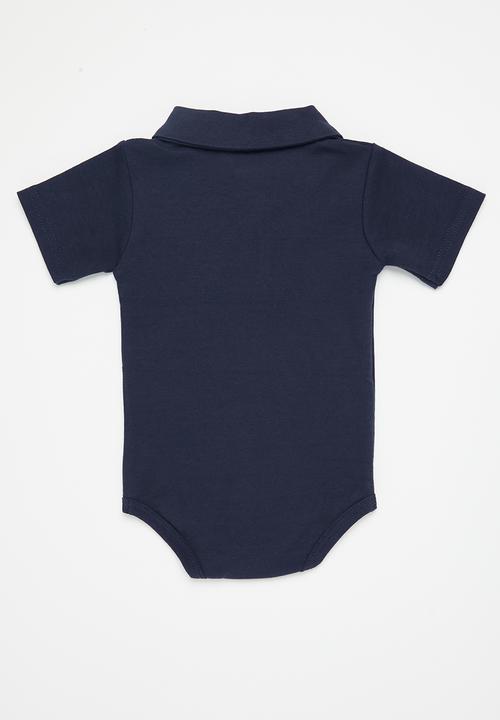 Pop Candy - Baby boys collared romper - navy