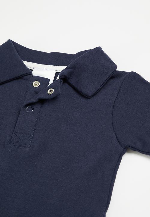 Pop Candy - Baby boys collared romper - navy
