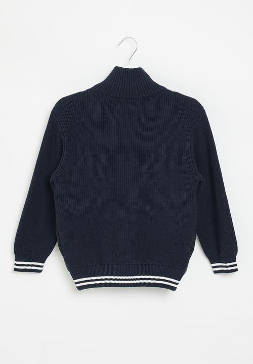 POLO - Boys knitted ls zip thru jacket - navy