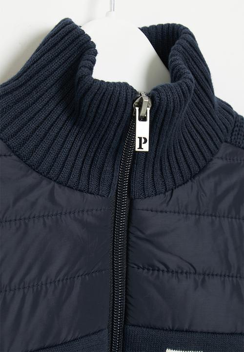 POLO - Boys knitted ls zip thru jacket - navy