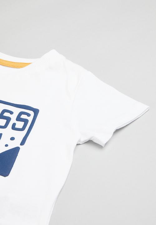 GUESS - Set ss t-shirt + active shorts - pure white/orange 