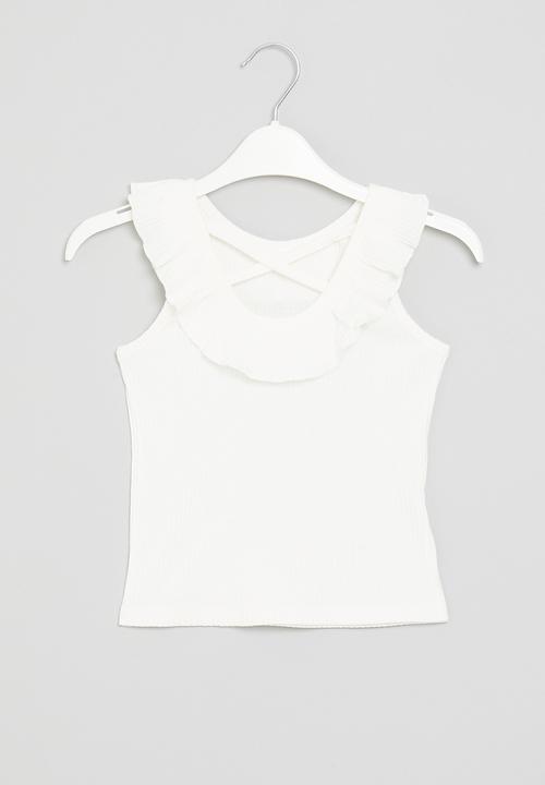 Pop Candy - Rib sleeveless top - white