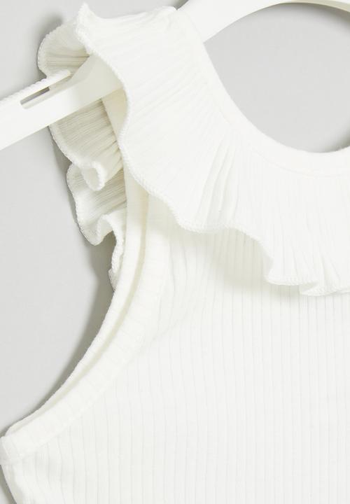 Pop Candy - Rib sleeveless top - white