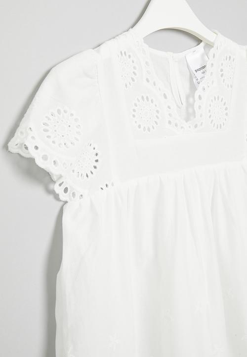Pop Candy - Anglaise detail dress- white
