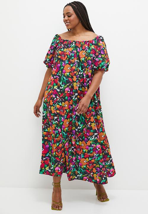 MILLA - Bardot volume maxi dress - multi
