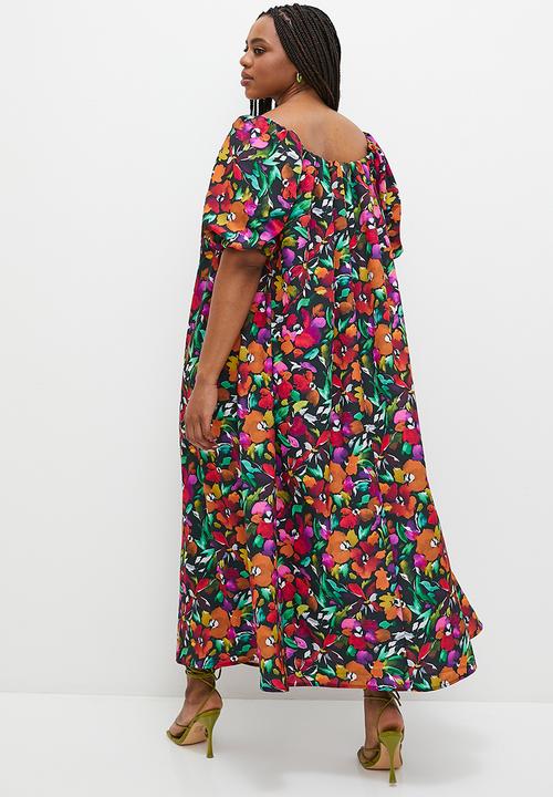 MILLA - Bardot volume maxi dress - multi
