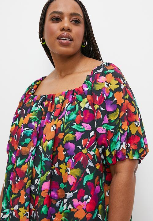 MILLA - Bardot volume maxi dress - multi