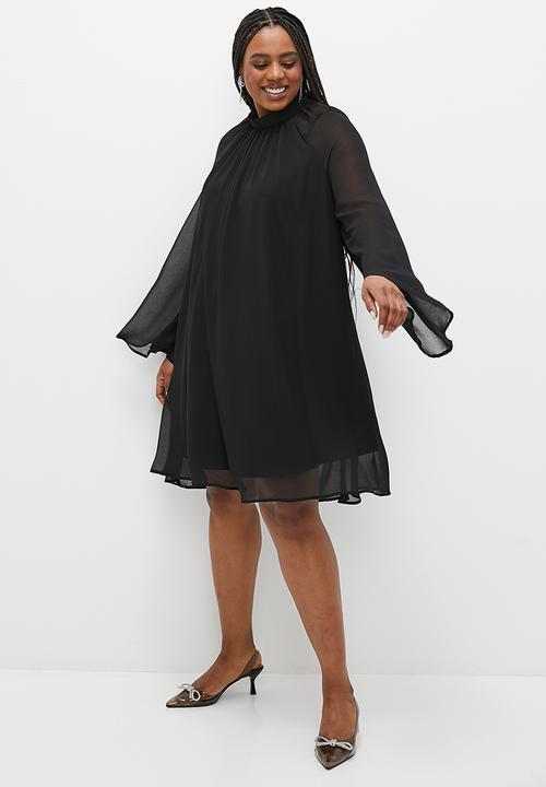MILLA - Trapeze chiffon mini - black